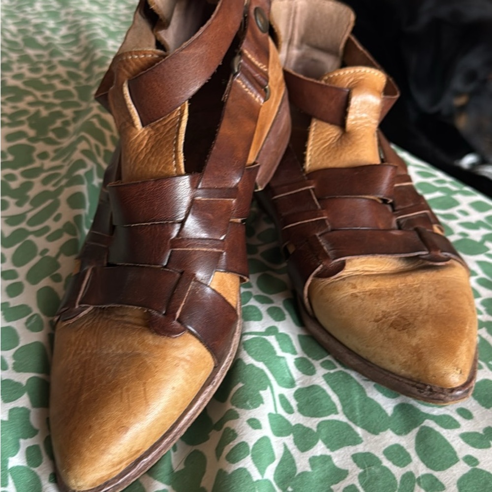 Free People Brown and Tan Ankle Boots